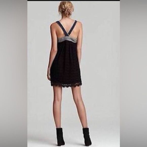 NWT Free People Tweed & Lace Mini Dress - Picture 2 of 5